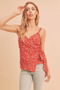 Aemi + Co Ditsy Floral Surplice Adjustable Straps Cami - Brittney MADE