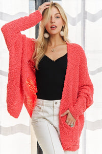 ADORA Popcorn Knit Open Front Long Sleeve Cardigan - Brittney MADE