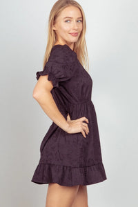 VERY J Floral Textured Woven Ruffled Mini Dress - Brittney MADE