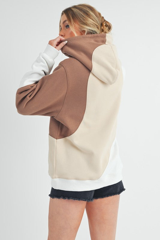 Aemi + Co Color Block Hoodie with Kangaroo Pocket - Brittney MADE