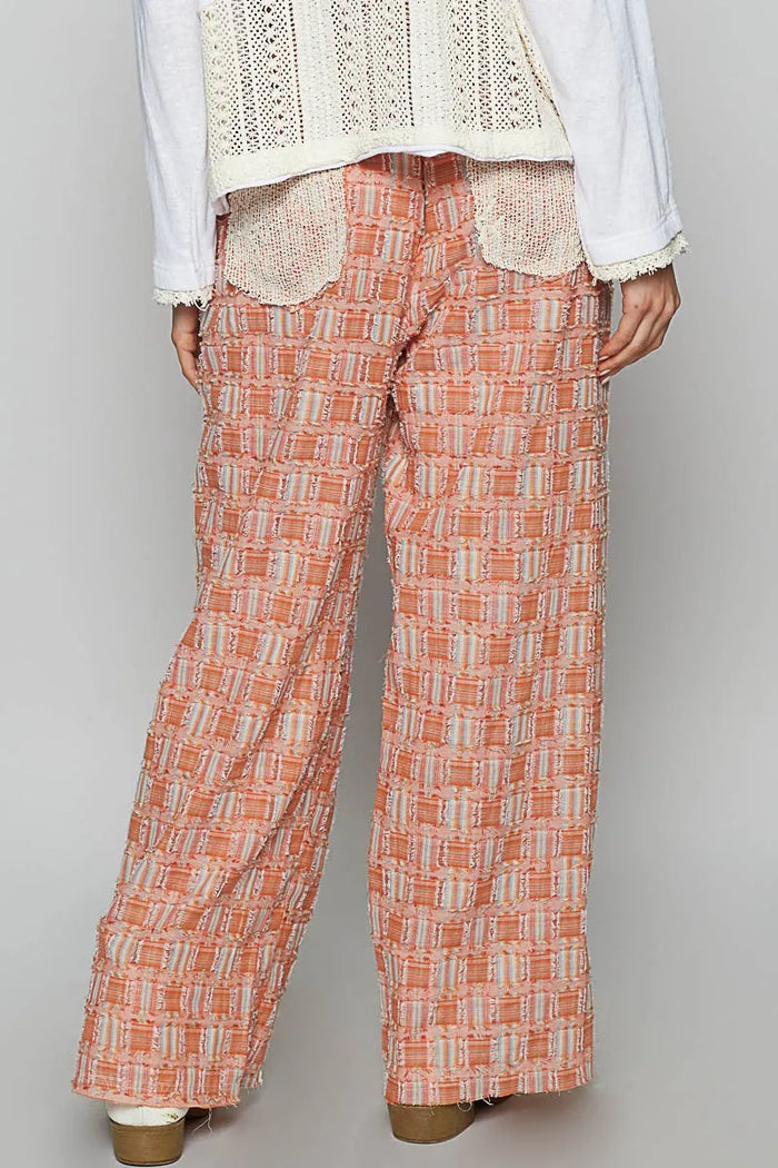 POL Lace Trim Drawstring Checkered Wide Leg Pants - Brittney MADE