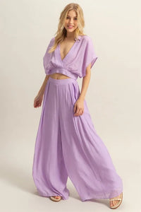 HYFVE Kimono Sleeve Crop Top and Wide Leg Pants Set - Brittney MADE