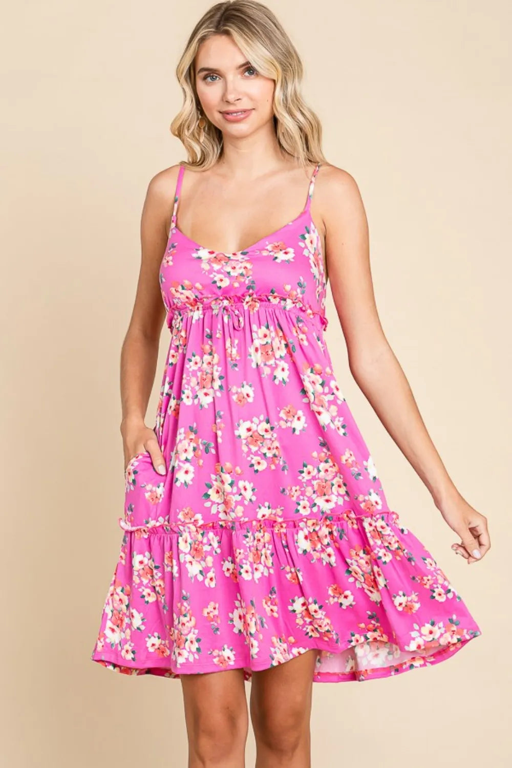 Culture Code Full Size Floral Ruffled Cami Dress - Brittney MADE