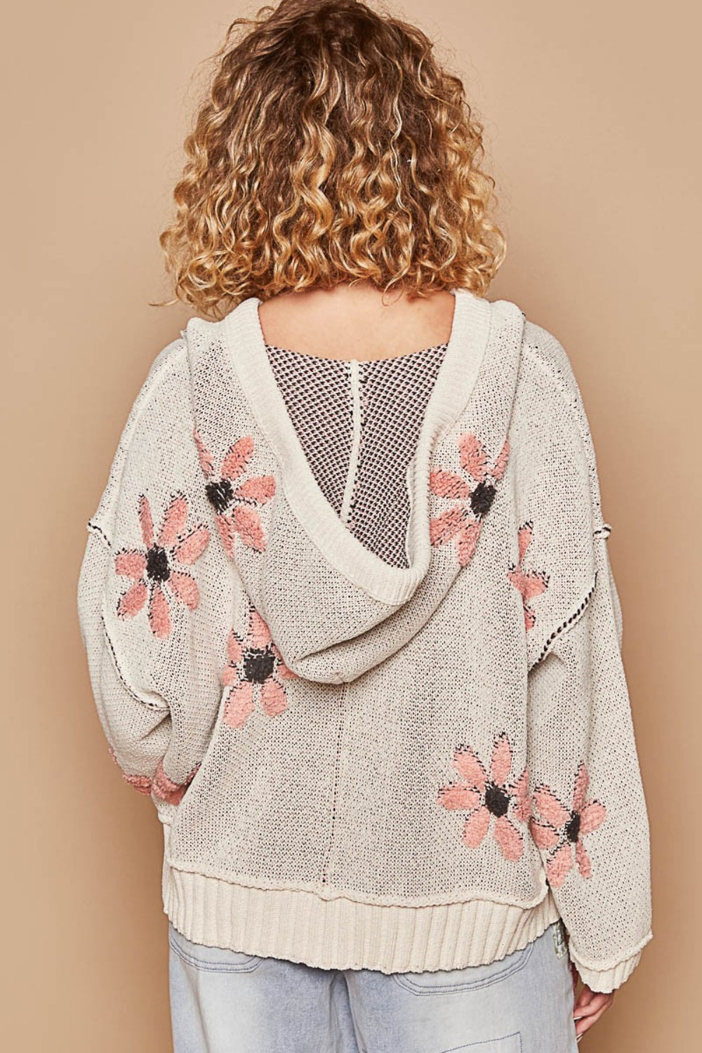 POL Floral Pattern Hooded High-Low Sweater - Brittney MADE