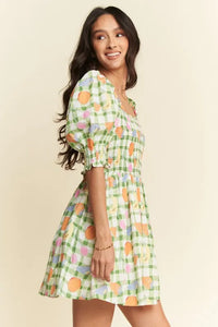 Davi & Dani Fruits Printed Smocking Mini Dress - Brittney MADE