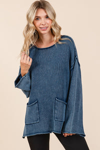 Mittoshop Mineral Wash Patch Pocket Cut Edge Sweater - Brittney MADE