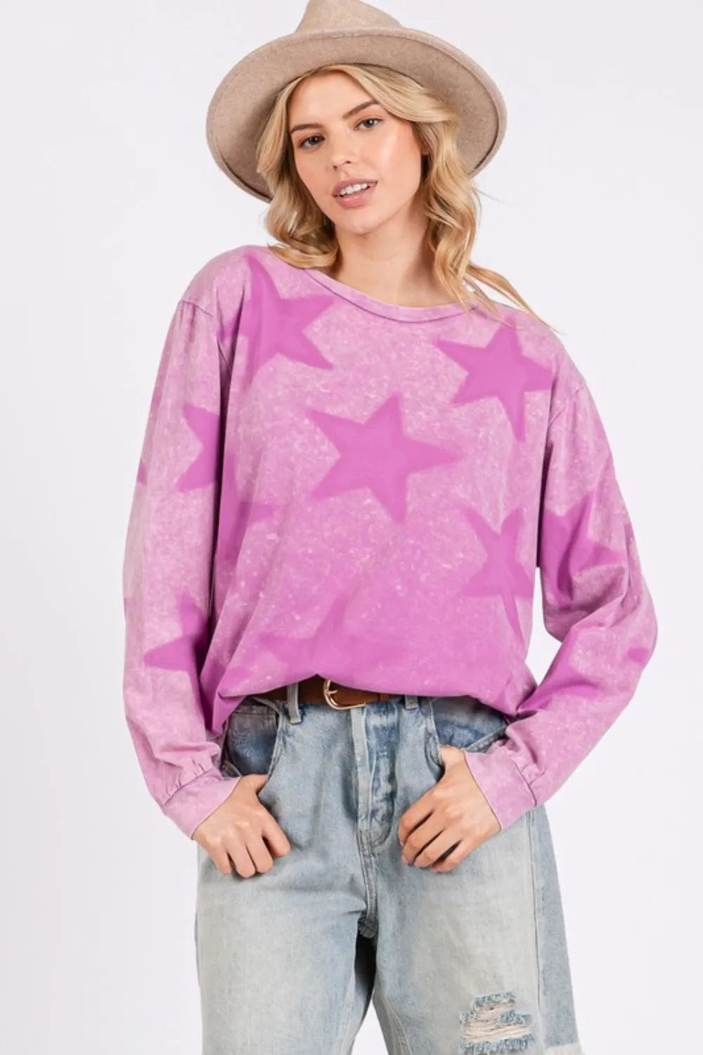 SAGE + FIG Mineral Wash Star Pattern T-Shirt - Brittney MADE