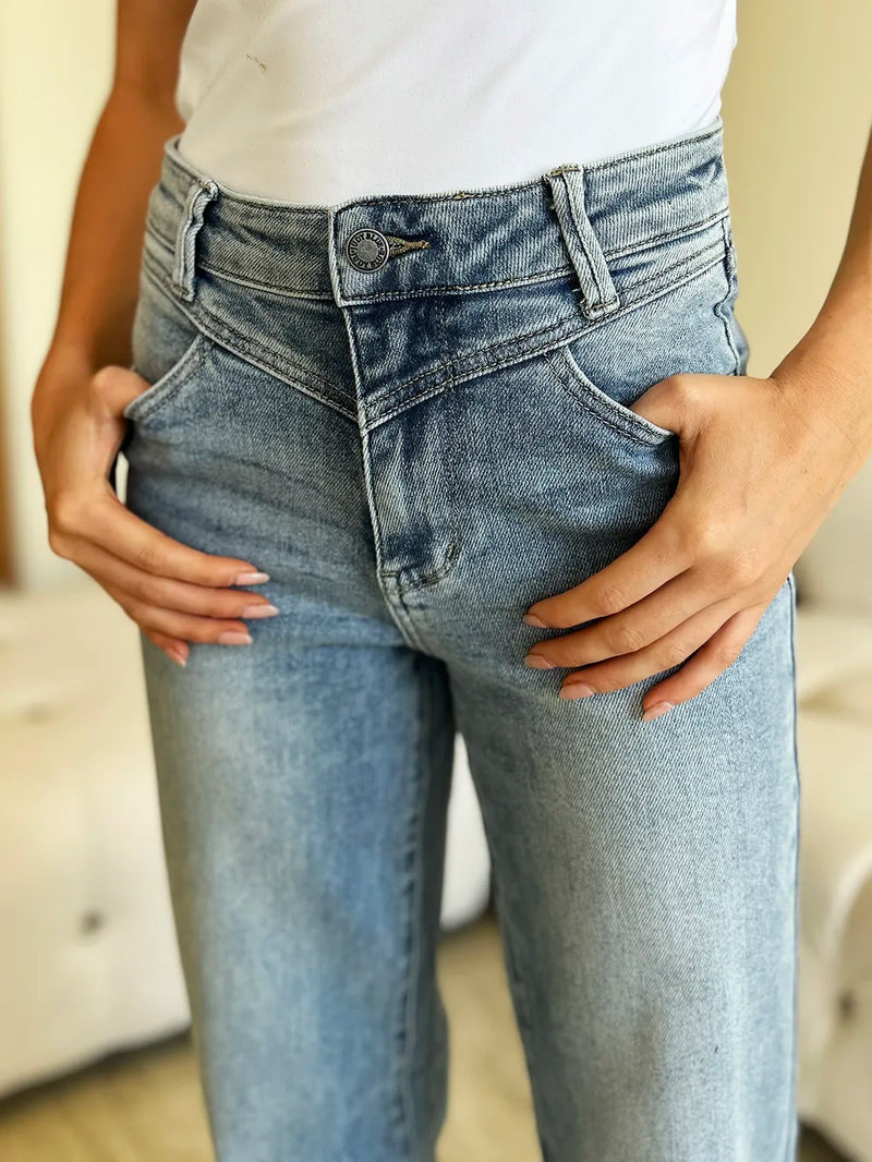 Judy Blue Full Size High Waist Wide Leg Jeans - Brittney MADE