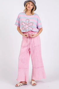 SAGE + FIG Mineral Washed Terry Wide Leg Pants - Brittney MADE