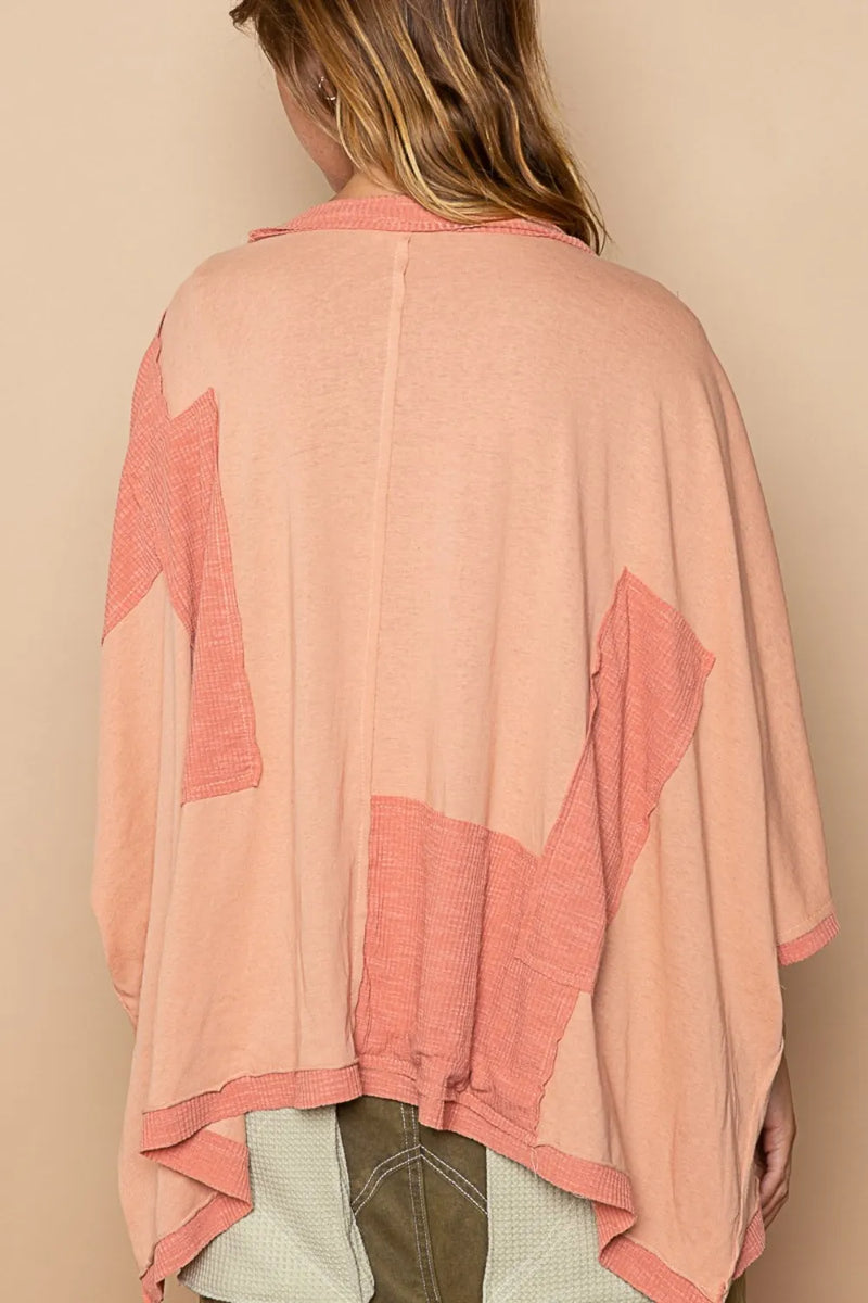 POL Frayed Edge Patchwork Oversized T-Shirt - Brittney MADE