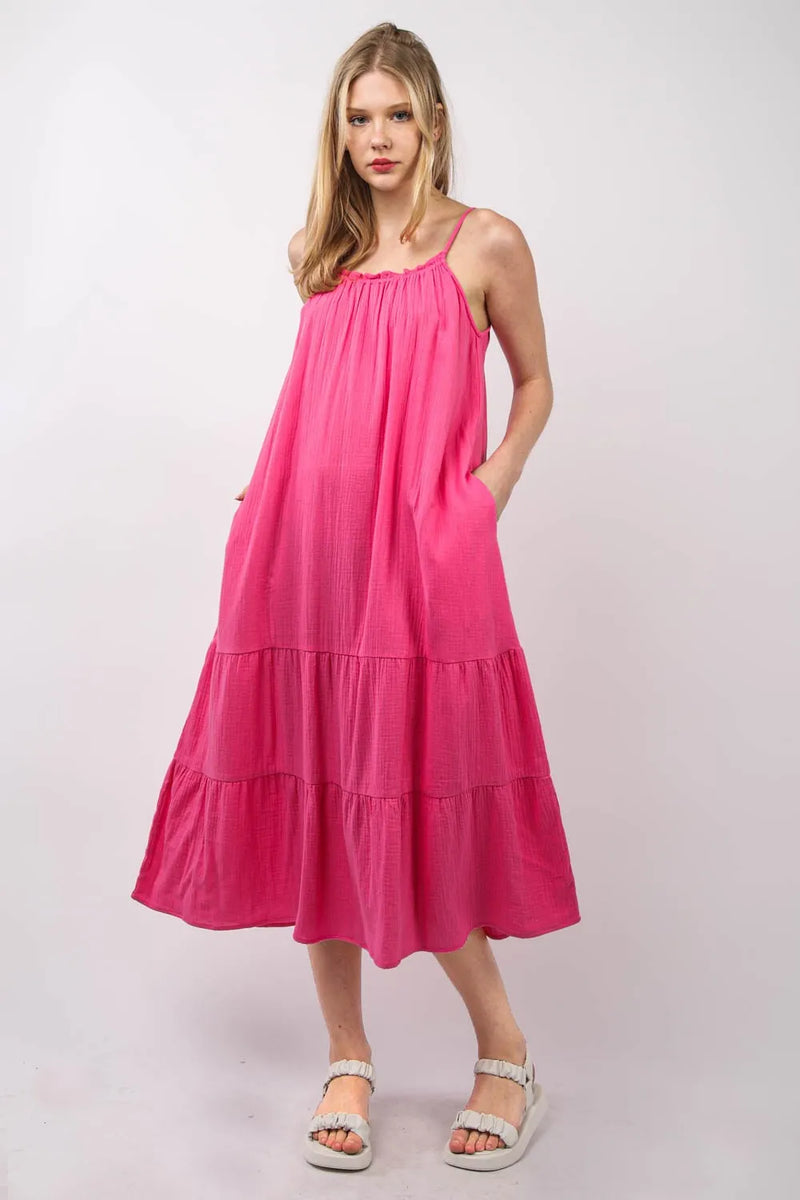 VERY J Ruffled A-Line Midi Cami Dress - Brittney MADE