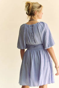 Davi & Dani Back Button Puff Sleeve Mini Dress - Brittney MADE