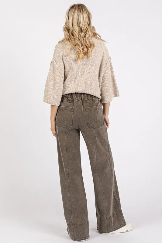 Mittoshop Mineral Wash Elastic Wide Leg Pants - Brittney MADE