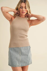 Aemi + Co Grecian Neck Ribbed Tank - Brittney MADE