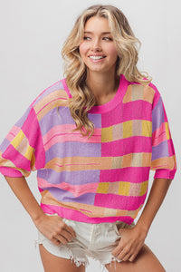 BiBi Multi Color Striped Round Neck Knit Top - Brittney MADE