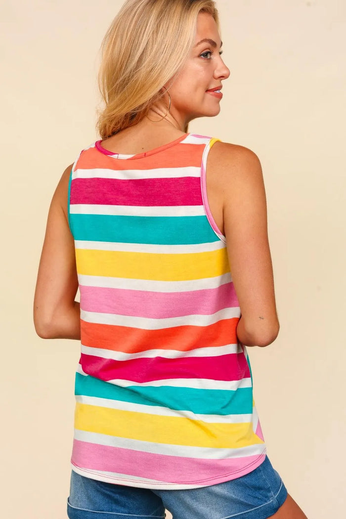 Haptics Round Neck Striped Knit Tank - Brittney MADE