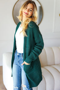 Haptics Stripe Textured Open Front Cardigan with Pockets - Brittney MADE