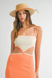MABLE Ribbed Knit Color Block Cutout Midi Dress - Brittney MADE