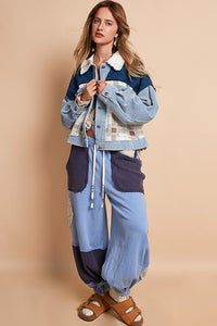 POL Corduroy Jacquard Patchwork Button Up Jacket - Brittney MADE