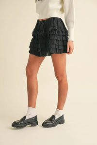 MABLE Ruffle Detailed Cotton Gauze Tiered Mini Skirt - Brittney MADE