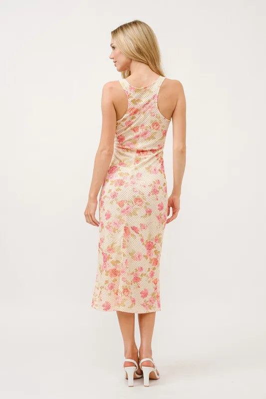 And The Why Floral Fishnet Bodycon Midi Dress - Brittney MADE