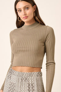 Mittoshop Mock Neck Long Sleeve Crop Knit Top - Brittney MADE