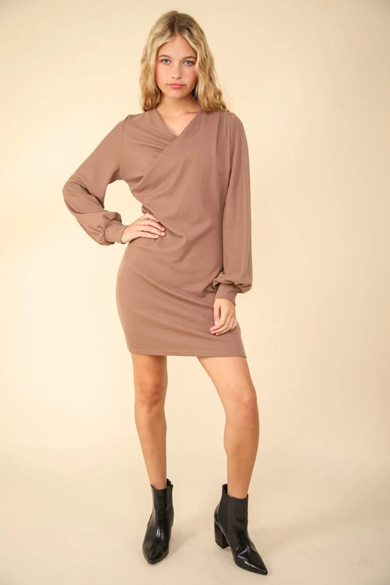 VERY J Ruched Detail Bodycon Mini Dress - Brittney MADE