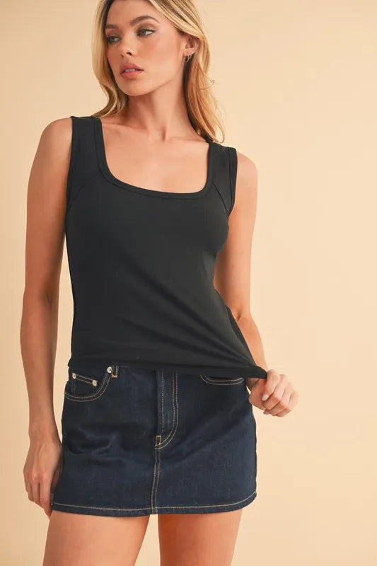 Aemi+Co Square Neck Wide Strap Tank - Brittney MADE