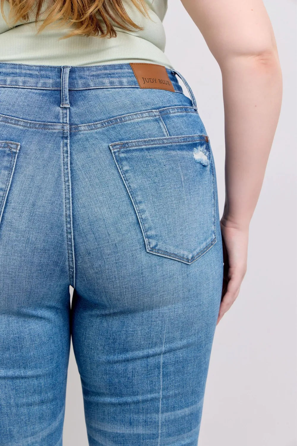 Judy Blue HW Tummy Control Vintage Wash Side Slit Slim Boot Jeans - Brittney MADE