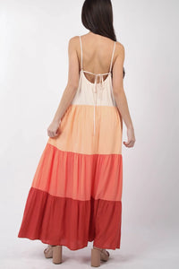 VERY J Color Block Tiered Maxi Cami Dress - Brittney MADE