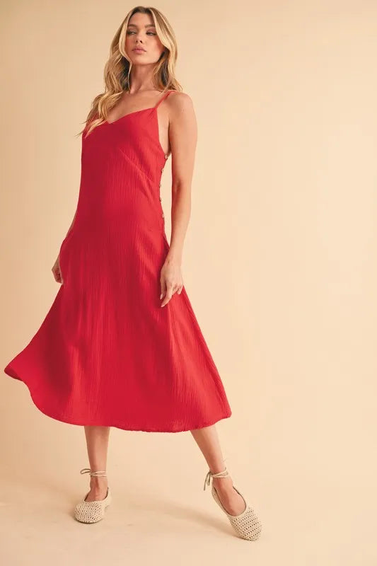 Aemi+Co Side Button Midi Cami Dress - Brittney MADE