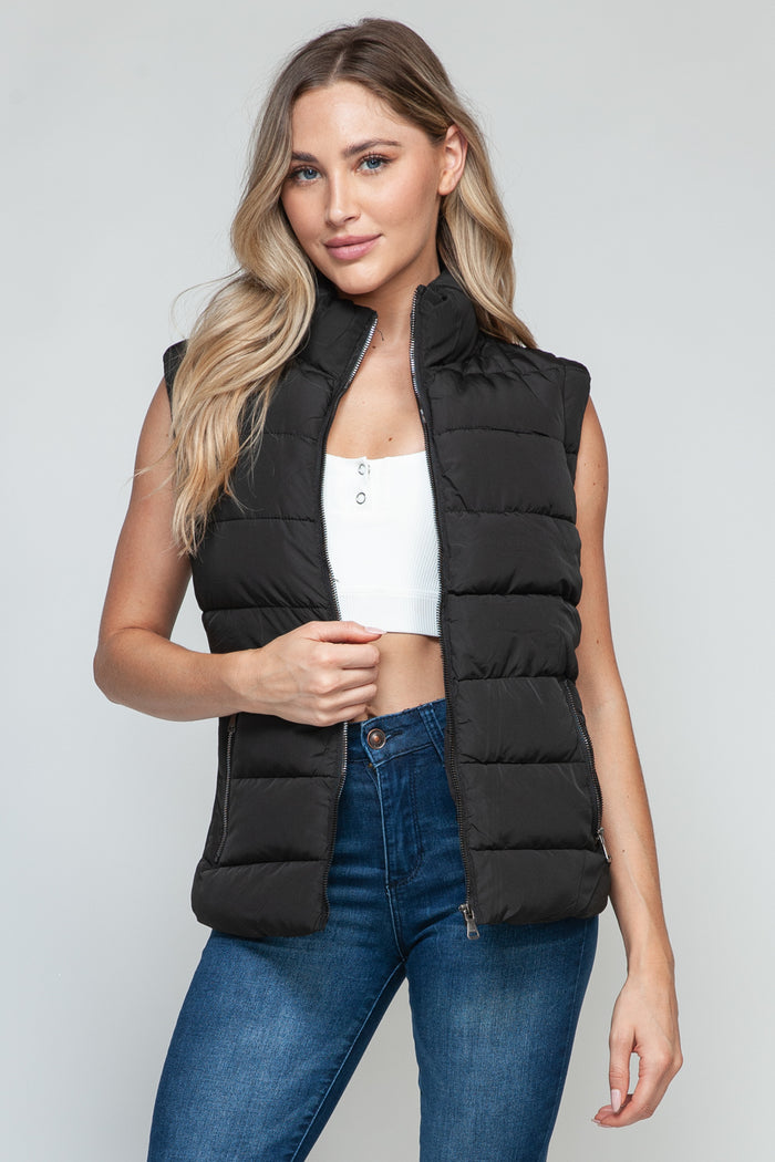 Snobbish Zip Up Turtleneck Vest with Pockets - Brittney MADE