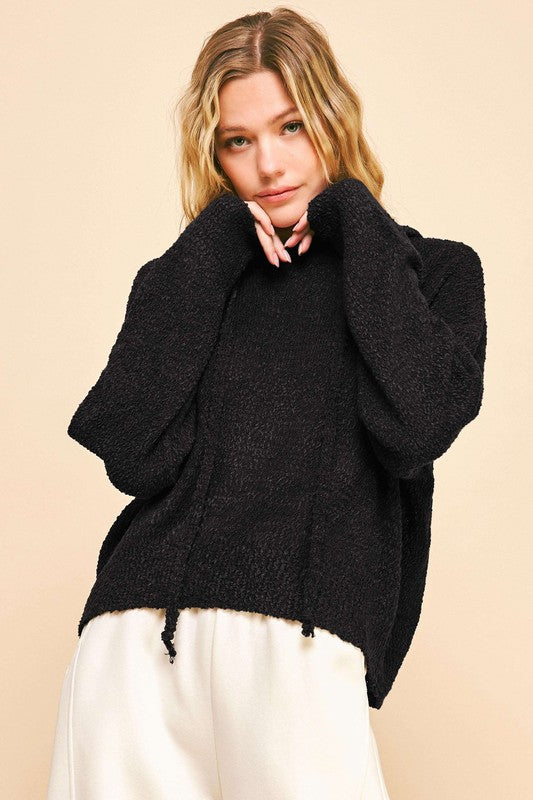 Davi & Dani Drop Shoulder Long Sleeve Hooded Sweater - Brittney MADE
