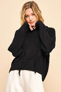 Davi & Dani Drop Shoulder Long Sleeve Hooded Sweater - Brittney MADE