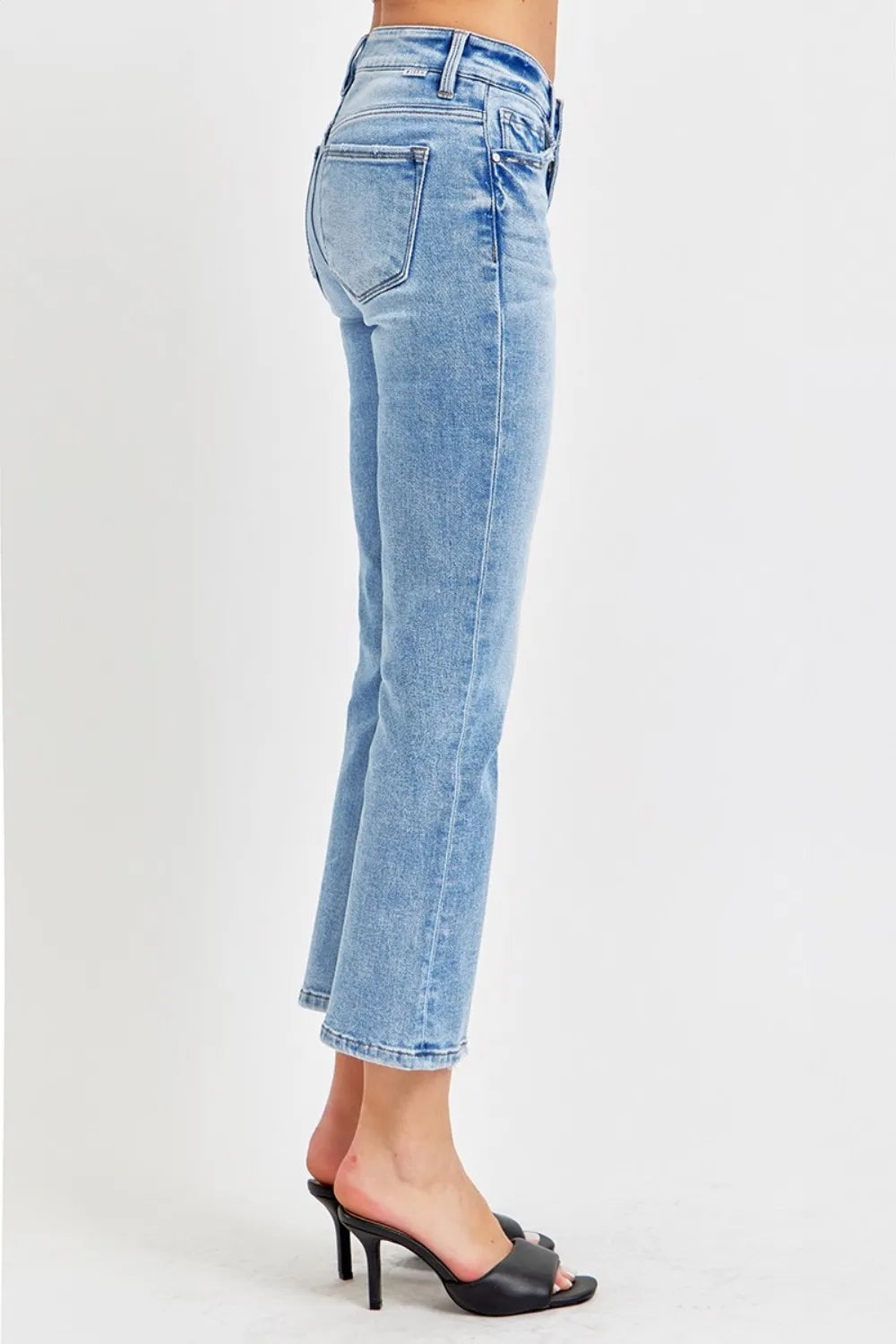 RISEN Full Size Low Rise Crop Slim Straight Jeans - Brittney MADE