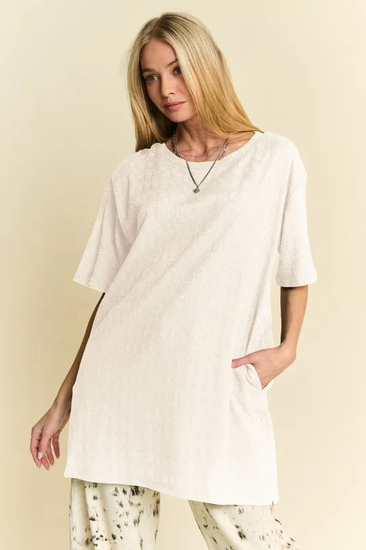 Davi & Dani Short Sleeve Side Slit T-Shirt with Pockets - Brittney MADE
