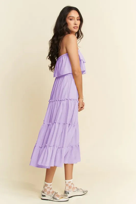 Davi & Dani Tiered Flowing Tube Midi Dress - Brittney MADE