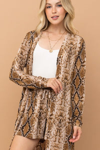 And The Why Snake Print Kimono Open Front Longline Cardigan - Brittney MADE