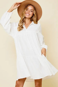 Ces Femme Johnny Collar Balloon Sleeve Mini Dress - Brittney MADE