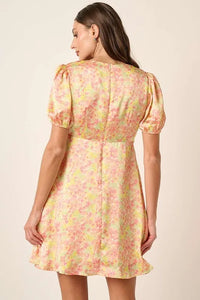 Mittoshop Printed V-Neck Puff Sleeve Mini Dress - Brittney MADE