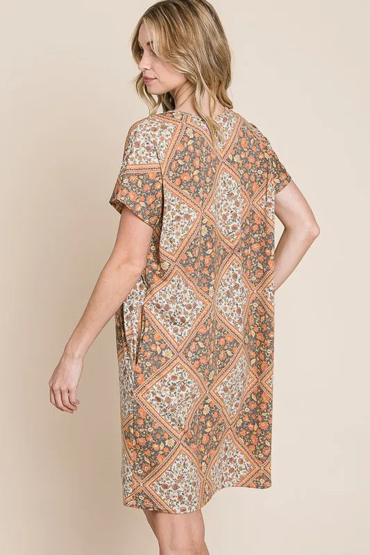 BOMBOM Multicolored Leaves Jacquard Dress - Brittney MADE
