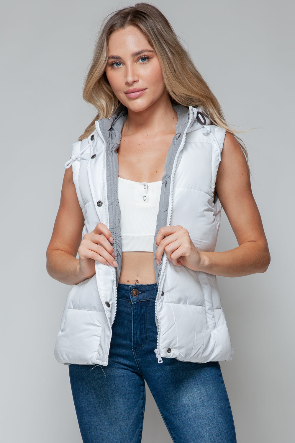 Snobbish Snap and Zip Closure Hooded Vest - Brittney MADE