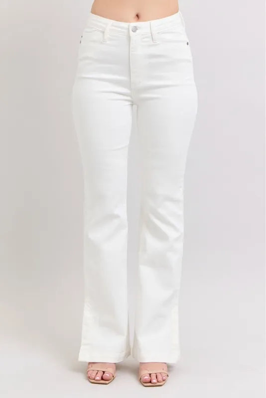 Judy Blue Full Size High Waist Side Slit Slim Bootcut Jeans Plus Size - Brittney MADE