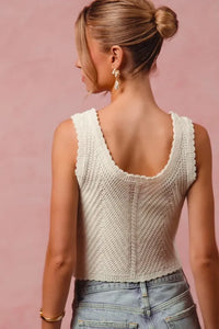 SO ME Chevron Pattern Buttoned Front Lightweight Tank Top - Brittney MADE