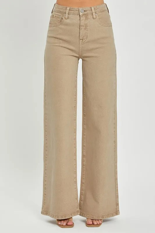 RISEN Full Size Tummy Control High Rise Wide Leg Jeans Plus Size - Brittney MADE