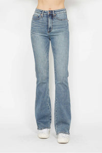 Judy Blue Full Size Tummy Control Back Embroidered Pocketed Bootcut Jeans Plus Size - Brittney MADE
