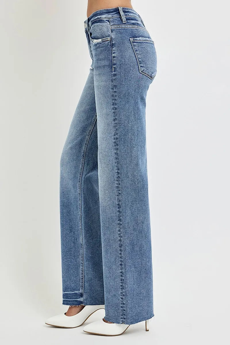 RISEN Full Size High Rise Straight Leg Jeans with Pockets - Brittney MADE