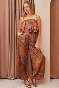 Mittoshop Paisley Patchwork Print Satin Wide Leg Pants - Brittney MADE
