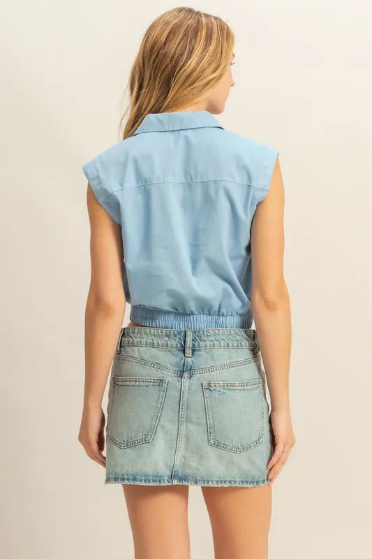 HYFVE Johnny Collar Sleeveless Cropped Blouse - Brittney MADE
