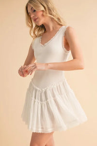 Aemi+Co Frill Sleeveless Drop Waist Mini Dress - Brittney MADE